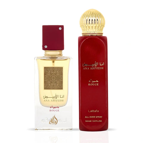 Ana Abiyedh Rogue Eau de Parfum Spray 60ml (2.0 oz) & All Over Spray 150ml (5.07 oz) by Lattafa | Fruity, Floral & Gourmand (Bundle) - Intense Oud