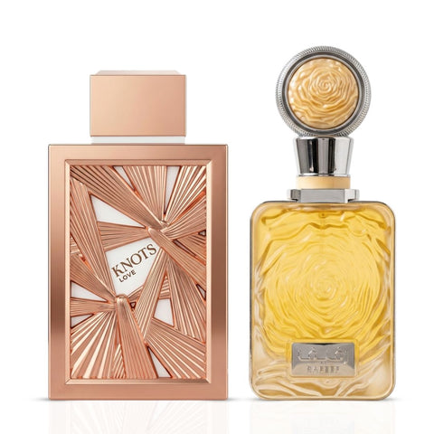 Rafeef by Ard Al Zaafaran & Knots Love by Aura by Aura Eau de Parfum Sprays 100ml (3.4 oz) (Bundle)