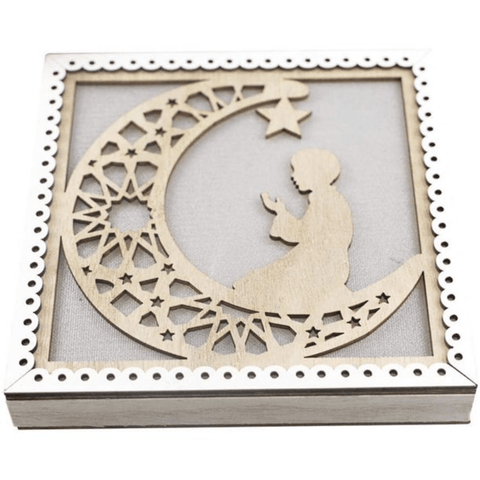 Islamic Ramadan Light up Frame - Crescent Moon With Person Praying - Intense oud