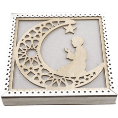 Islamic Ramadan Light up Frame - Crescent Moon With Person Praying - Intense oud