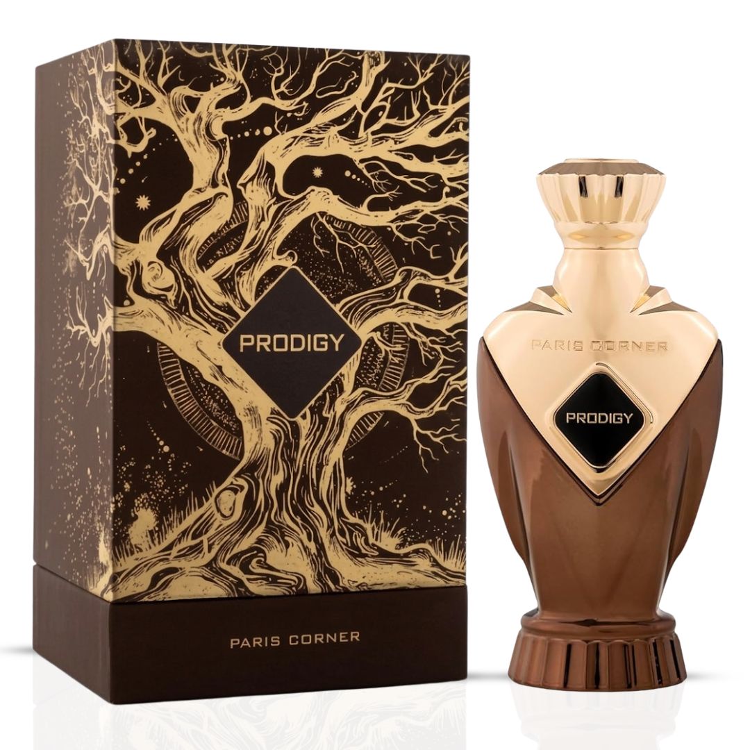 Prodigy Eau de Parfum spray by Paris Corner, 100ml bottle with elegant design, showcased on a neutral background.