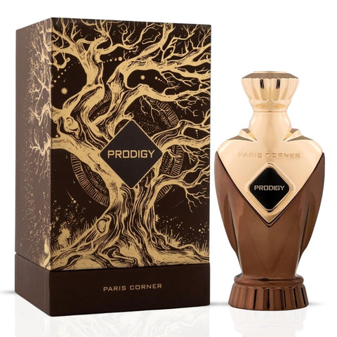 Prodigy Eau de Parfum spray by Paris Corner, 100ml bottle with elegant design, showcased on a neutral background.
