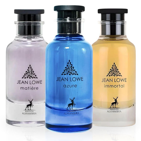 Jean Lowe Immortal, Matiere & Azure EDP Sprays 100ML (3.4 OZ) By Maison Alhambra | Long Lasting, Luxurious, Fresh, Floral, Citrusy Scents. (BUNDLE) - Intense Oud