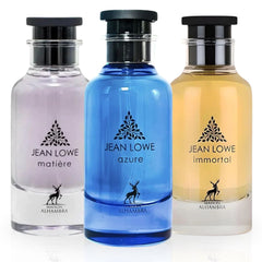Jean Lowe Immortal, Matiere & Azure EDP Sprays 100ML (3.4 OZ) By Maison Alhambra | Long Lasting, Luxurious, Fresh, Floral, Citrusy Scents. (BUNDLE) - Intense Oud