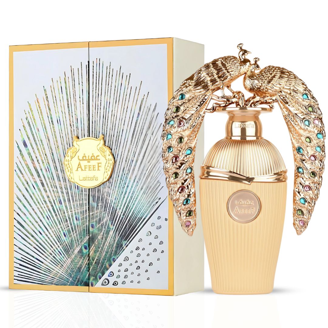 Afeef Eau De Parfum Spray 100ML (3.4 OZ) by Lattafa | An Exotic Fusion of Juicy Peach, Opulent Florals & Warm, Seductive Woods. - Intense Oud