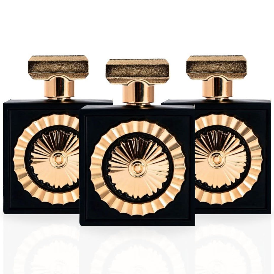 Three bottles of Lattafa Pride Nebras Eau de Parfum Spray 100ml, featuring sleek packaging and elegant design.