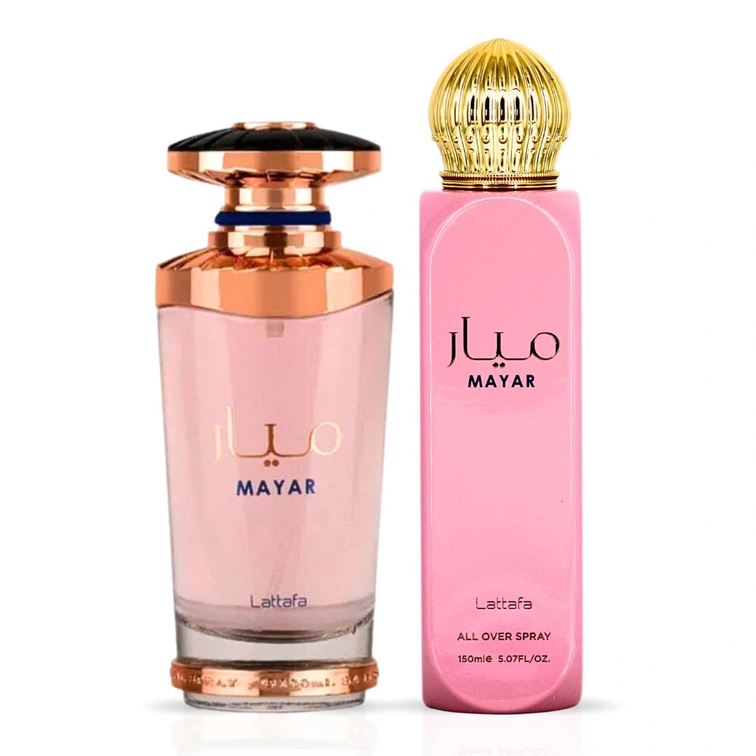Mayar Eau de Parfum Spray 100ml (3.4 oz) & All Over Spray 150ml (5.07 oz) by Lattafa | Fresh In Every Spray (Bundle) - Intense Oud