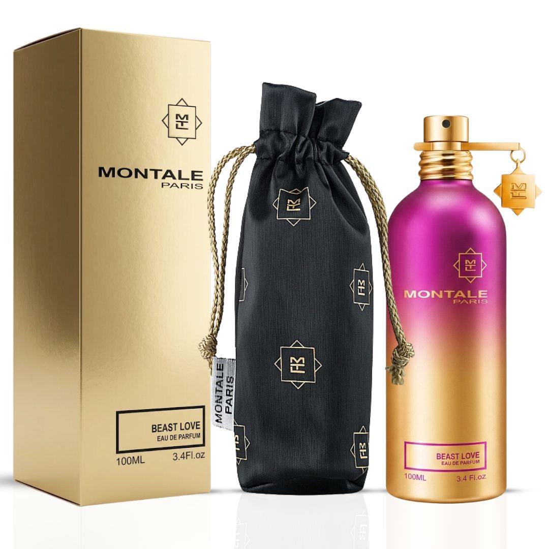 Montale Beast Love Eau de Parfum spray bottle, 100ml, with elegant packaging, showcasing a luxurious fragrance for men and women.