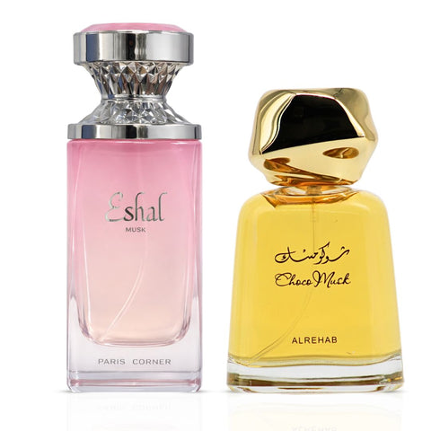 Eshal Musk By Paris Corner & Choco Musk by Al Rehab Eau de Parfum Sprays 100ml (3.4 oz) (Bundle)