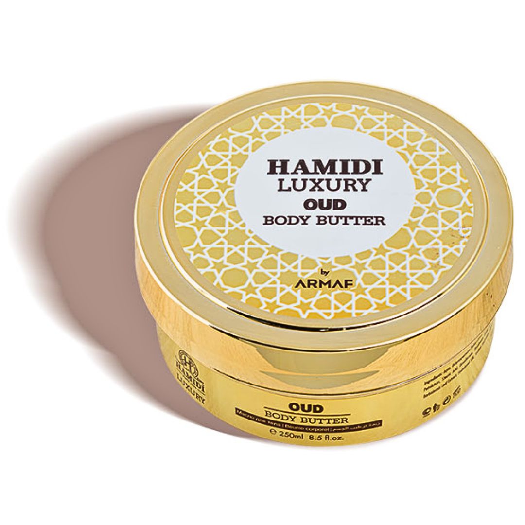 LUXURY OUD BODY BUTTER 250ML (8.4 OZ) By Hamidi | Ultra Moisturizing & Skin-Nourishing | For Men & Women. - Intense Oud