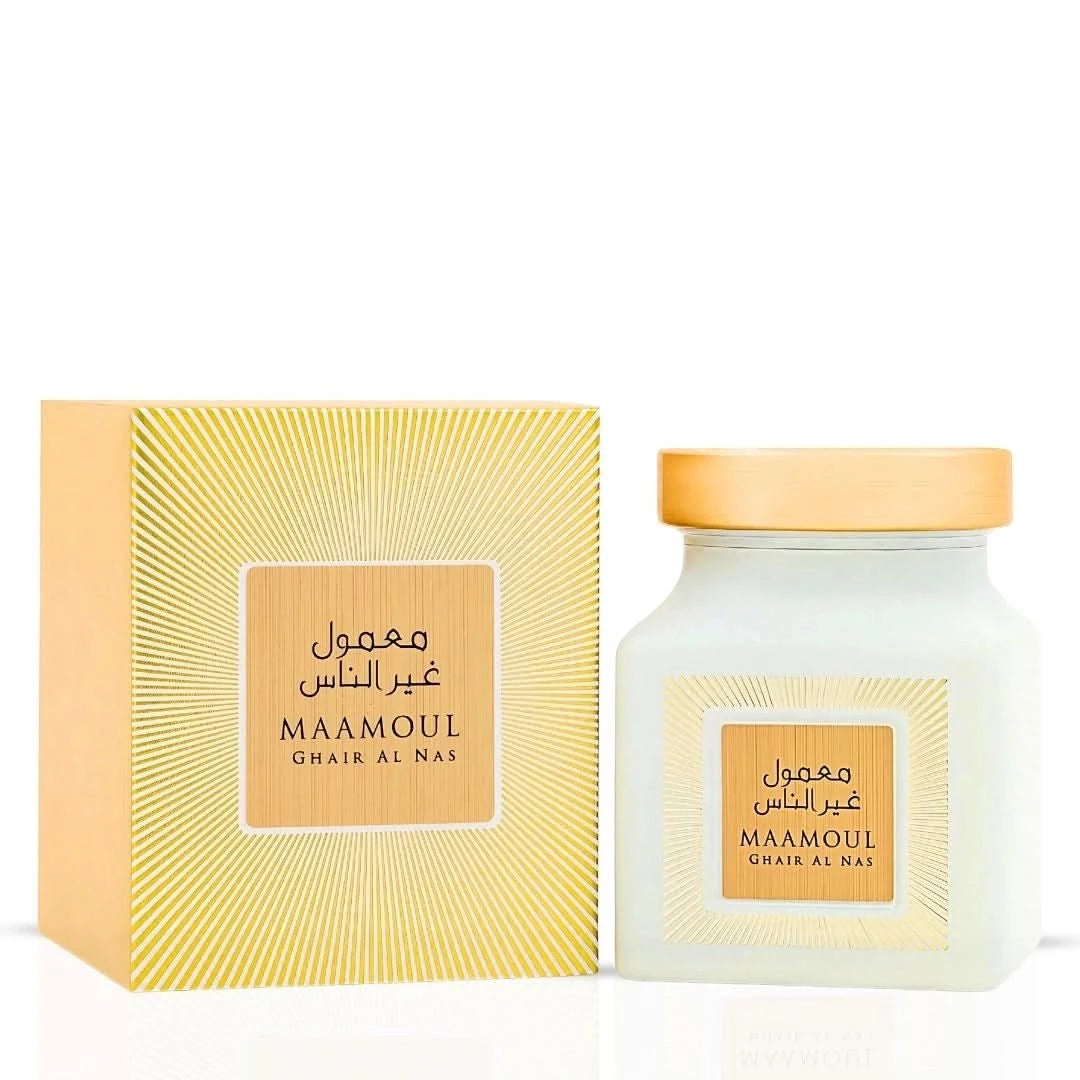 Rasasi Maamoul Ghair Al Nas Bakhoor 150g, traditional aromatic incense with decorative packaging, for home fragrance.