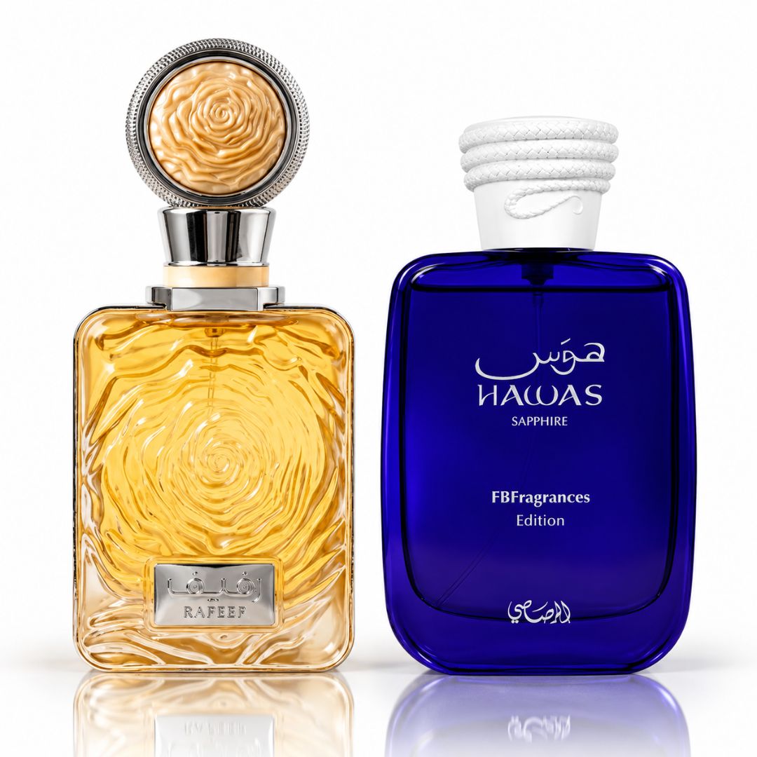 Rafeeef by Ard Al Zaafaran & Hawas Sapphire by Rasasi Eau de Parfum Sprays 100ml (Bundle)