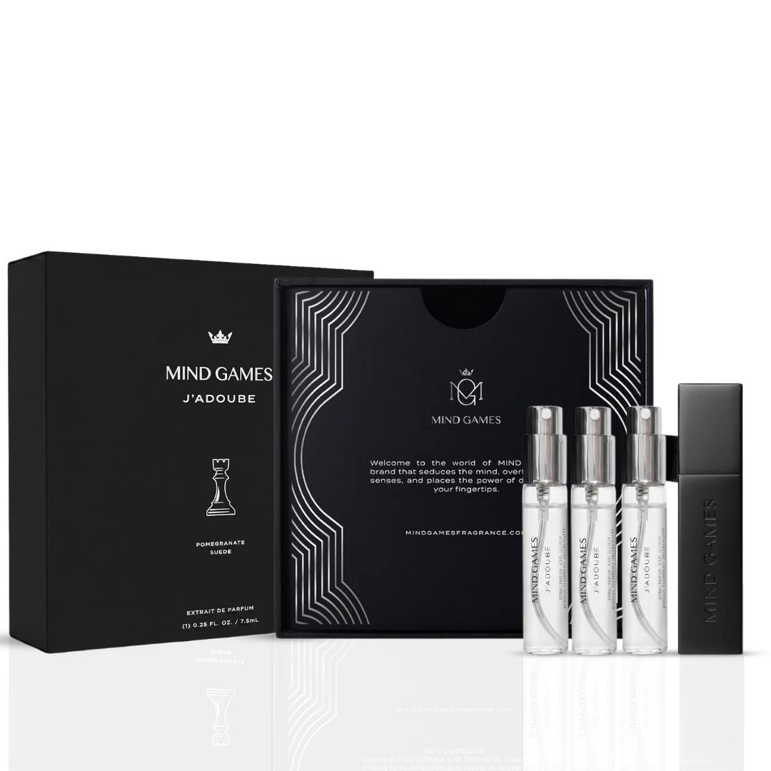 J’Adoube Travel Trio collection by Mind Games featuring three 7.5ml bottles of game accessories or liquids.