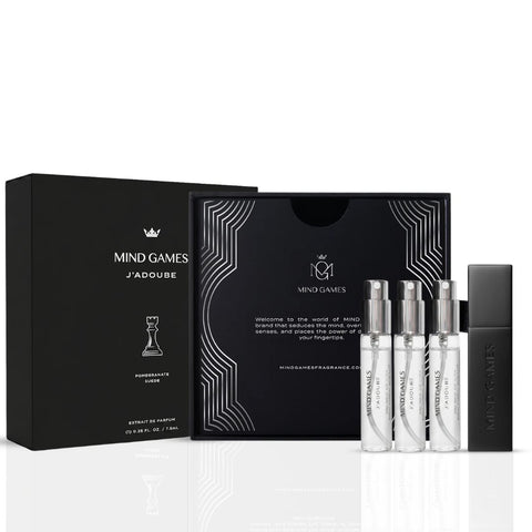 J’Adoube Travel Trio collection by Mind Games featuring three 7.5ml bottles of game accessories or liquids.