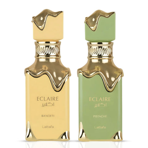 Eclaire Banoffi & Eclaire Pistache Eau de Parfum Sprays 100ml by Lattafa (Bundle) - Intense Oud