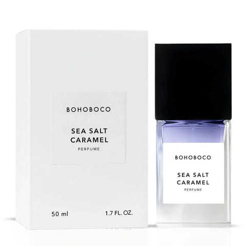Bohoboco Sea Salt Caramel Eau de Parfum Spray 50ml with elegant bottle and label, showcasing the luxurious fragrance packaging.