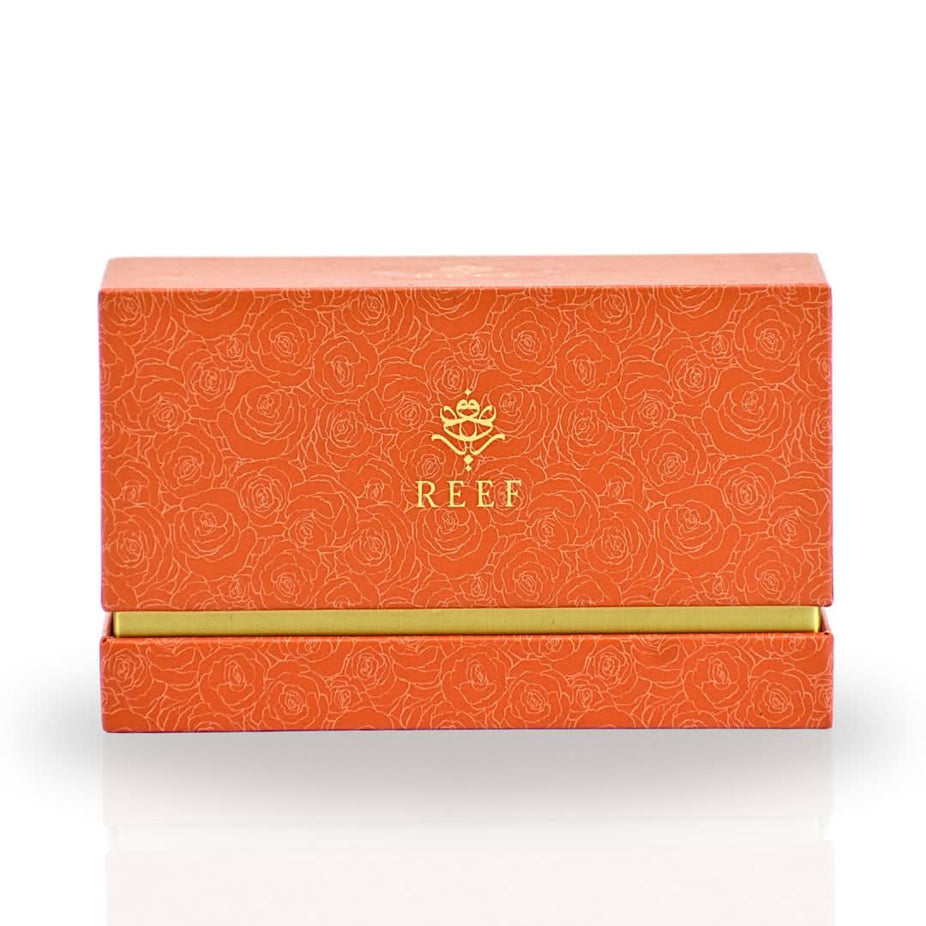 Set of five Reef Perfumes Discovery Eau De Parfum sprays in 3ml bottles: Reef 19, Reef 33, Summer Tiffany, Pink, and Yellow.