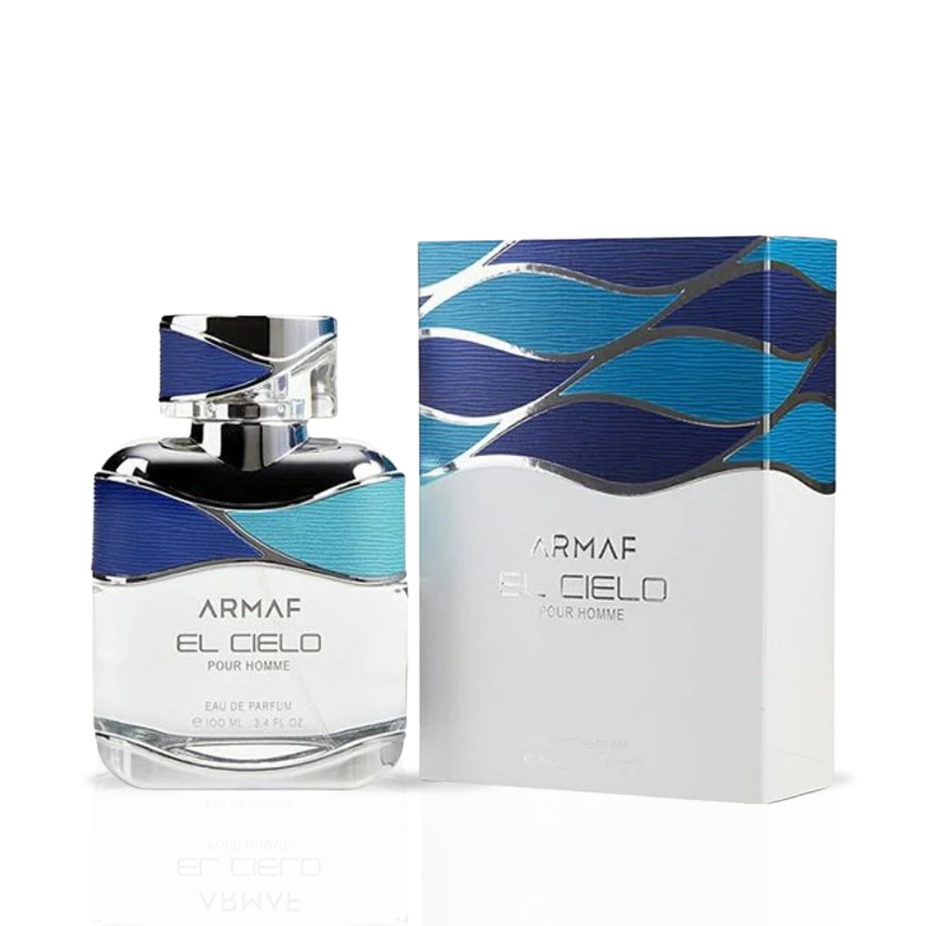 Armaf El Cielo Eau de Parfum spray bottle with elegant packaging, 100ml (3.4 oz), showcasing the luxurious fragrance.