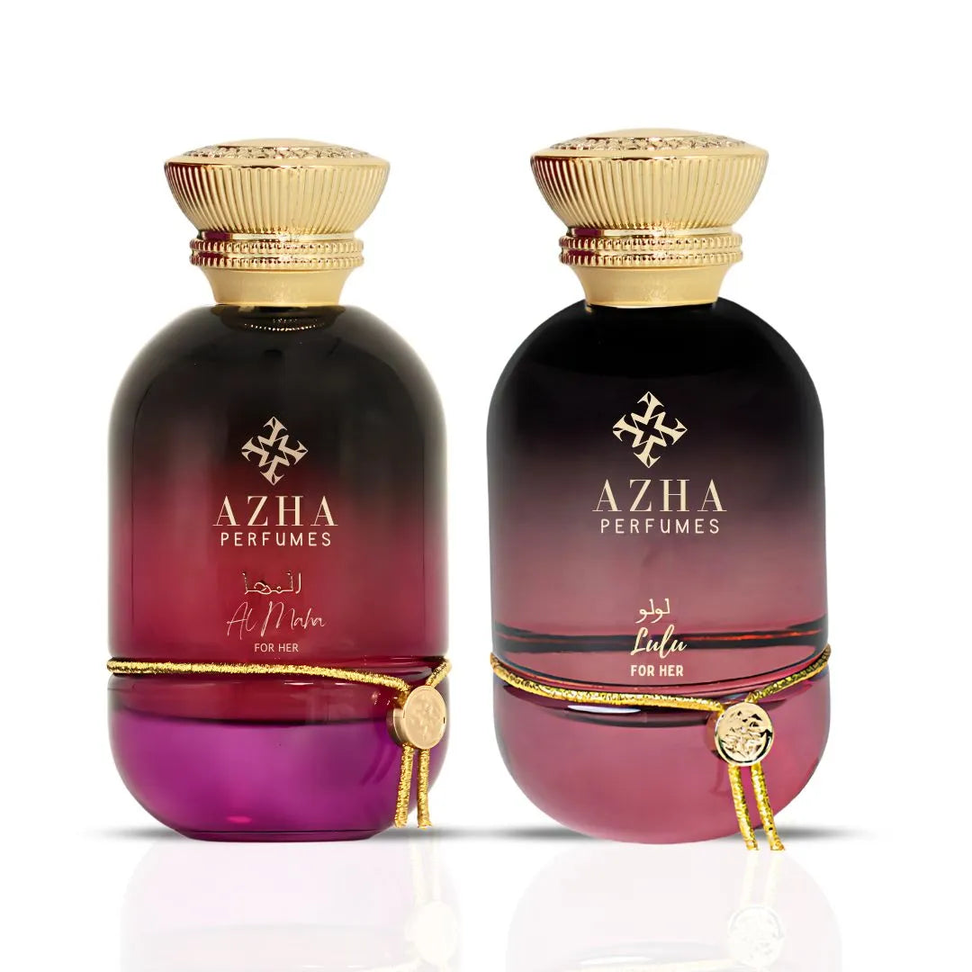 Lulu & Al Maha For Her Eau de Parfum Sprays 100ml (3.4 oz) by Azha | A Radiant Pair—Fresh Florals Meet Exotic Fruits & Deep Woods (Bundle) - Intense Oud