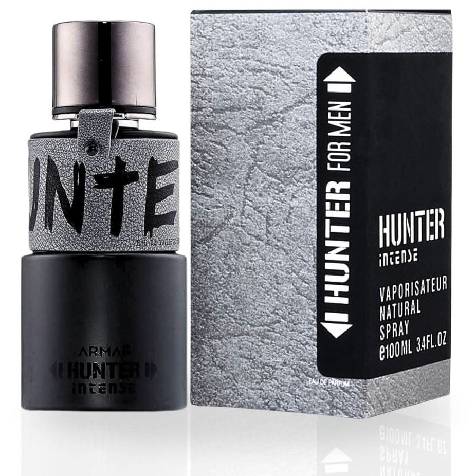 Armaf Hunter Intense for Men Eau De Parfum spray 100ML bottle, showcasing the sleek design and masculine fragrance.