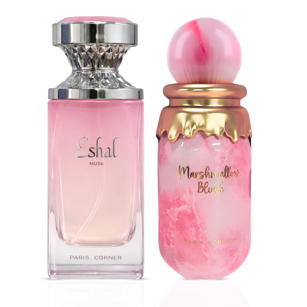 Eshal Musk & Marshmallow Blush Eau de Parfum Sprays 100ml (3.4 oz) by Paris Corner (Bundle)