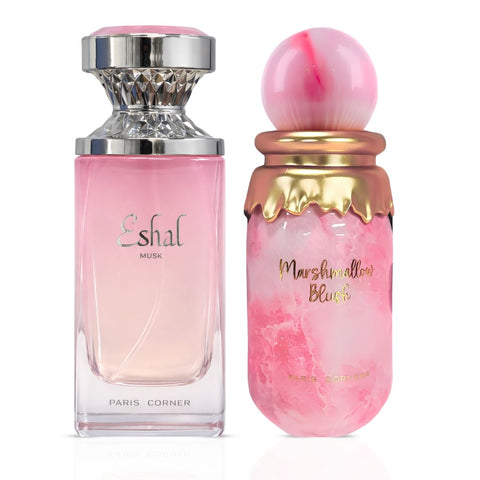 Eshal Musk & Marshmallow Blush Eau de Parfum Sprays 100ml (3.4 oz) by Paris Corner (Bundle)