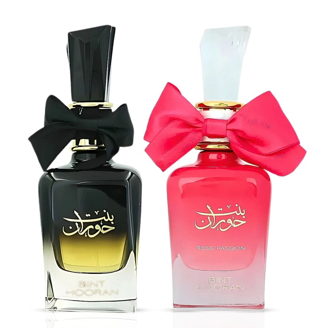 Bint Hooran & Bint Hooran Rose Passion Eau de Parfum Sprays 100ml (3.4oz) by Ard Al Zaafaran | Spicy Intrigue Meets Romantic Elegance (Bundle) - Intense Oud