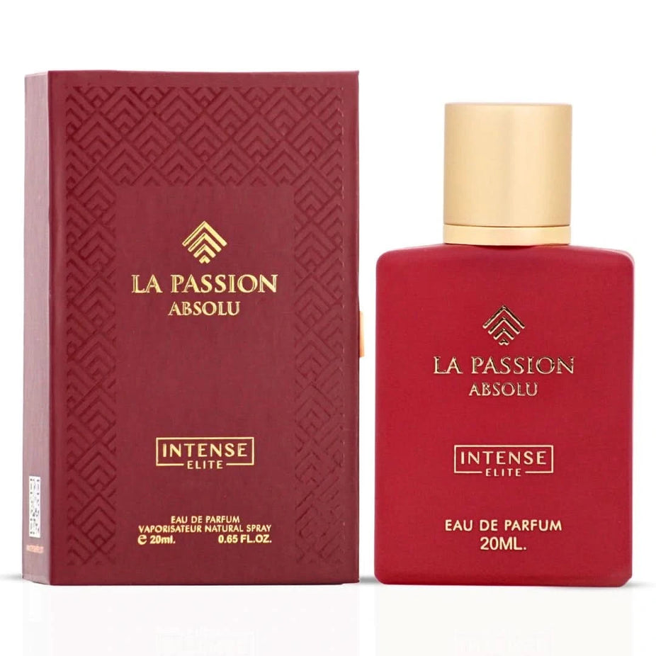Intense Elite La Passion Absolu Women Eau de Parfum spray 20ml, elegant bottle with floral and fruity notes visible.