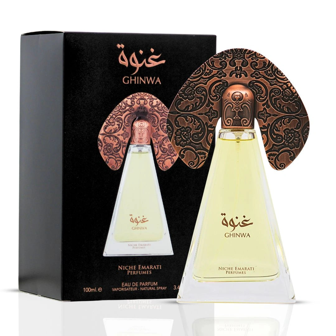 Niche Emarati Ghinwa Eau de Parfum Spray 100ml (3.4 oz) by Lattafa - Intense Oud