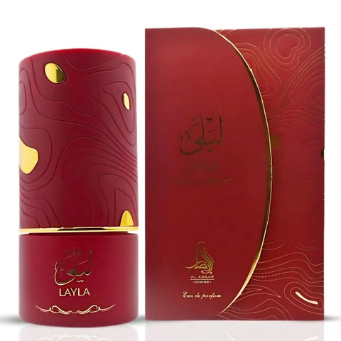 Al Absar Layla Eau de Parfum Spray 100ml bottle with elegant packaging and floral design.