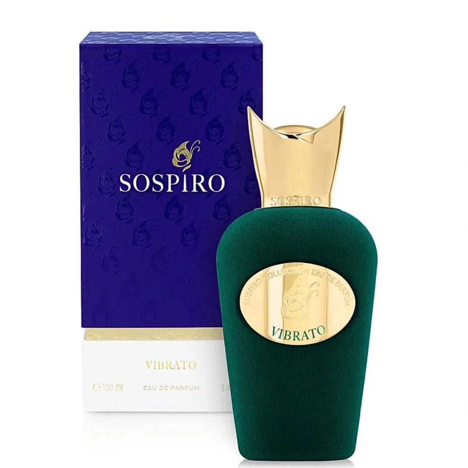 Sospiro Vibrato Eau De Parfum Spray 100ml bottle with elegant design and clear glass showcasing the fragrance inside.
