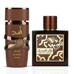 Asad Bourbon 100ML (3.4 OZ) & Qaed Al Fursan Untamed 90ML (3.04 OZ) by Lattafa | From Fiery Pepper to Golden Resin——A Pair That Leaves Its Mark. (Bundle) - Intense Oud