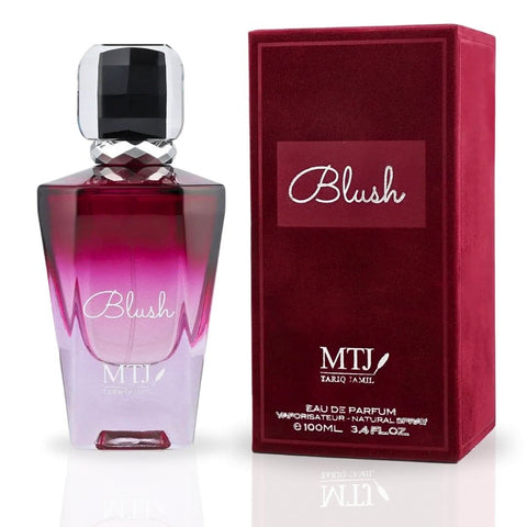 MTJ Blush Eau De Parfum spray bottle, 100ML, floral and musky scent, feminine and long-lasting fragrance.