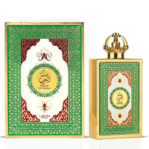 Queen of Arabia Eau De Parfum Spray 100ml (3.4 oz) by Lattafa Pride | A Golden Halo of Coconut, Salt & Vanilla - Intense Oud