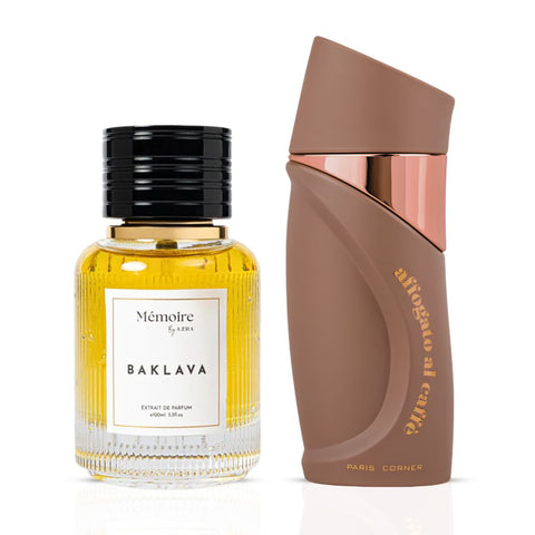 Baklava Extrait de Parfum by Azha & Affogato al Caffè Eau de Parfum by Paris Corner Sprays 100ml (3.4 oz) (Bundle)