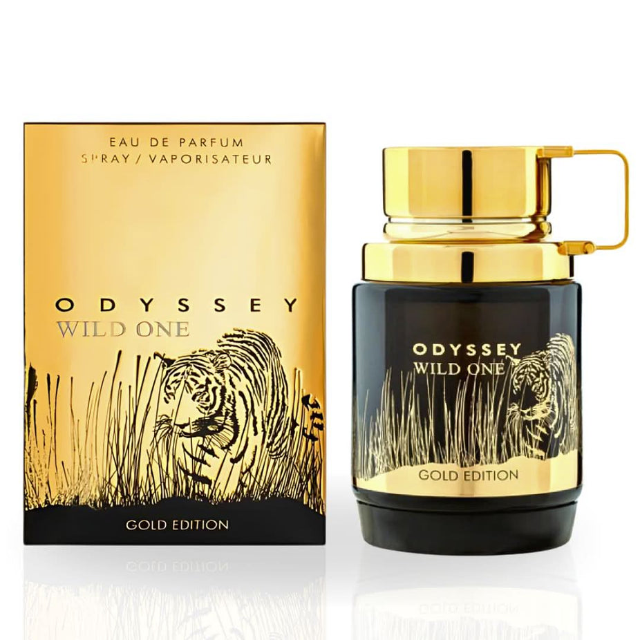 Odyssey Wild One Pour Homme Eau De Parfum spray by Armaf, 100ml bottle, showcasing the sleek fragrance packaging.