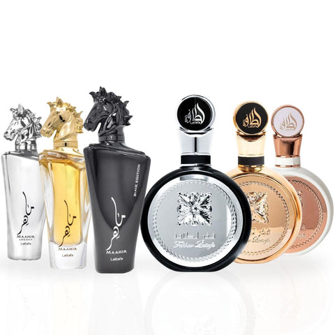 FAKHAR & MAAHIR COLLECTION - Eau De Parfum Sprays 100ML (3.4 OZ) By Lattafa | A Collection Of Bold, Elegant & Luxurious Fragrances. (PACK OF 6) - Intense Oud