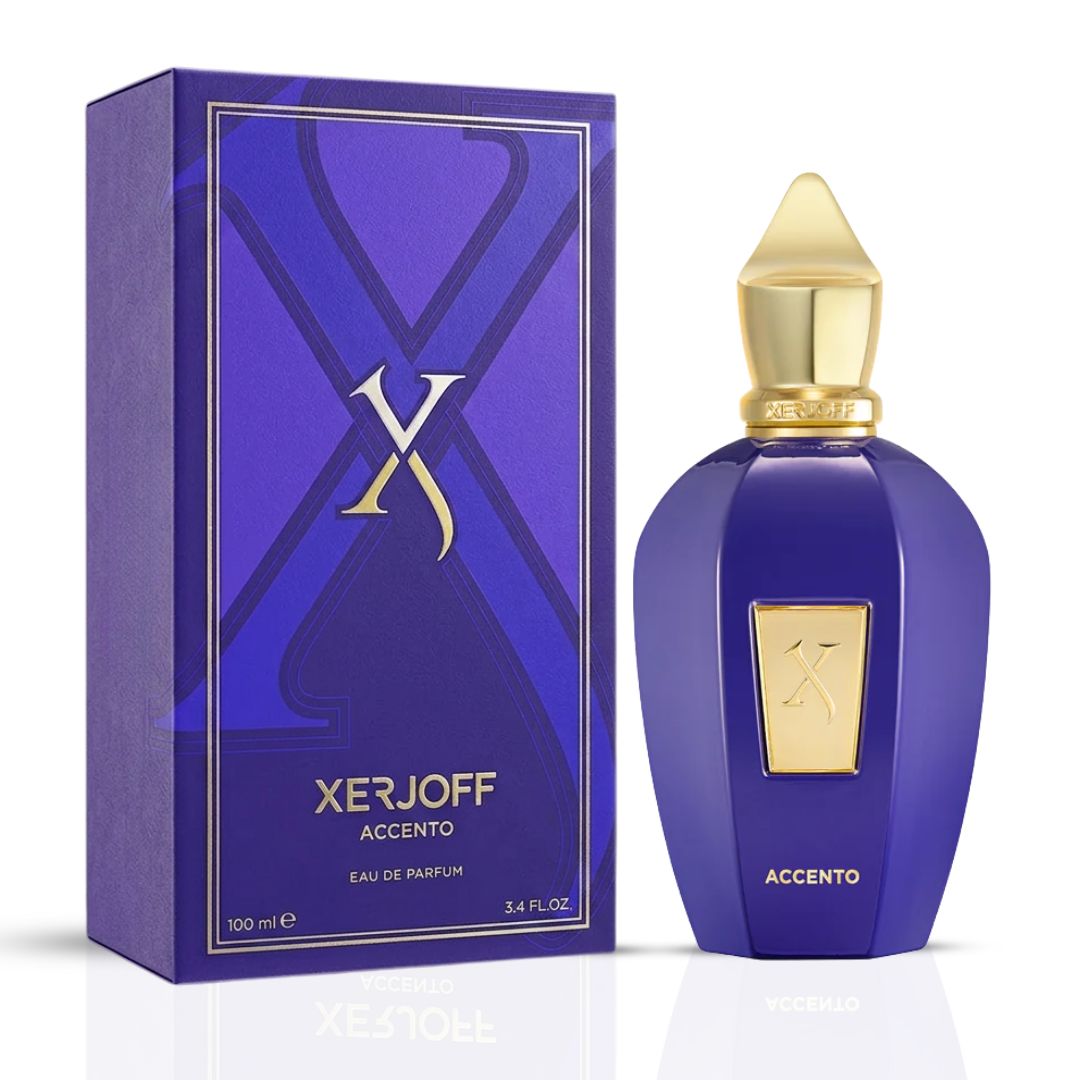 Xerjoff Accento Eau de Parfum spray bottle, 100ml, with elegant design and clear glass showcasing the fragrance.