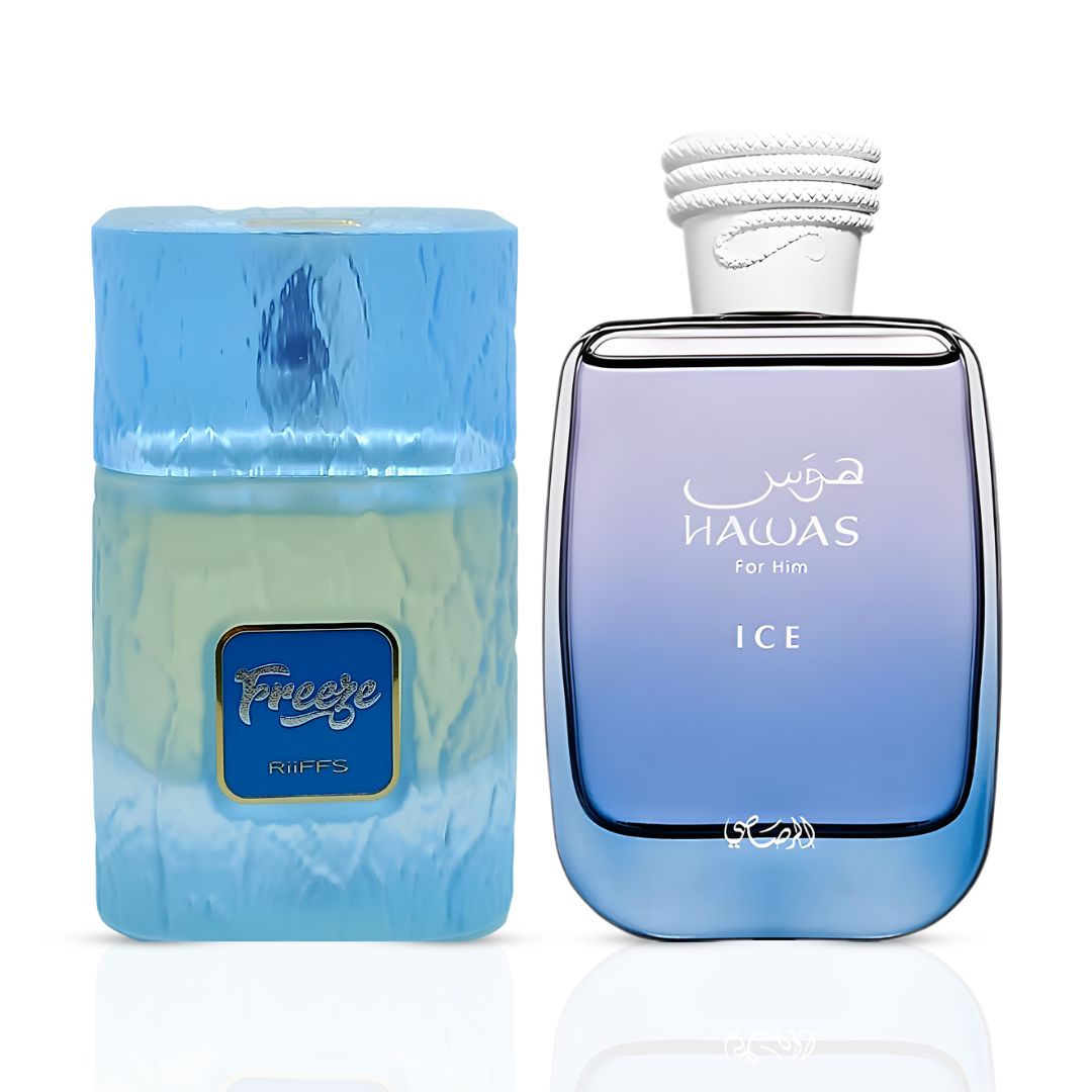 Freeze by Riiffs & Hawas Ice by Rasasi Eau de Parfum Sprays 100ml (3.4 oz) (Bundle)