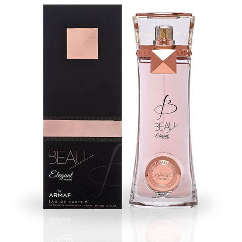Armaf Beau Elegant EDP Spray 100ML bottle with sleek design, showcasing the luxurious fragrance for women.