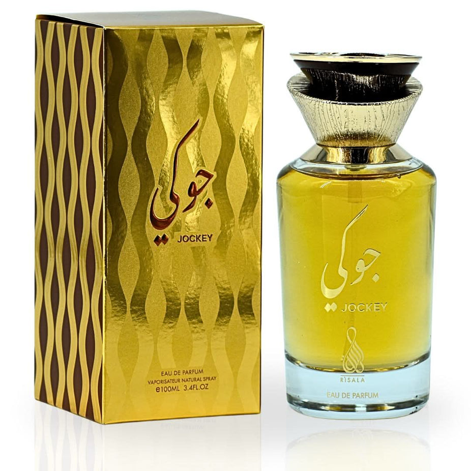RISALA Jockey EDP Spray 100ML Eau De Parfum bottle with elegant design and fragrance details visible.