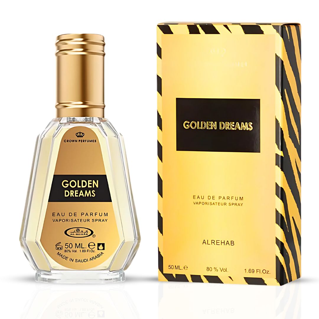 Golden Dreams Eau De Parfum Spray 50ML (1.7 OZ) By Al Rehab | A Bold Fusion of Spice, Sweetness & Warmth. - Intense Oud