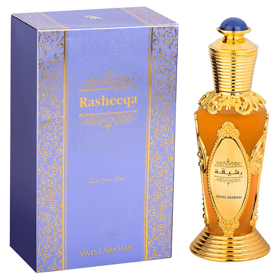 Swiss Arabian Rasheeqa Women EDP perfume bottle, 50ml (1.7oz), elegant glass container with floral and oriental fragrance accents.