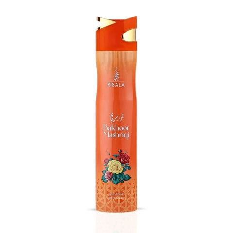RISALA Bakhoor Mashriqi air freshener in 300ml bottle, featuring a sleek design and fragrant aroma for home freshness.
