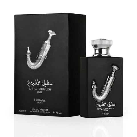 Ishq Al Shuyukh Silver EDP - 100mL (3.4 oz) by Lattafa Pride - Intense Oud