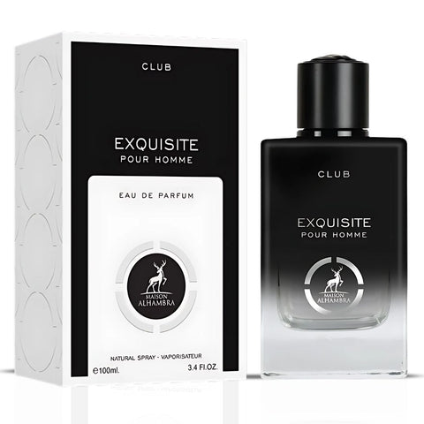 Exquisite Club Pour Homme Eau De Parfum Spray 100ML (3.4 OZ) by Maison Alhambra | A Fresh, Spicy Start with Floral Elegance & a Warm, Smooth Finish. - Intense Oud