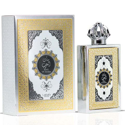King of Arabia Eau De Parfum Spray 100ml (3.4 oz) by Lattafa Pride | Crown Yourself in Citrus, Leather & Vanilla - Intense Oud