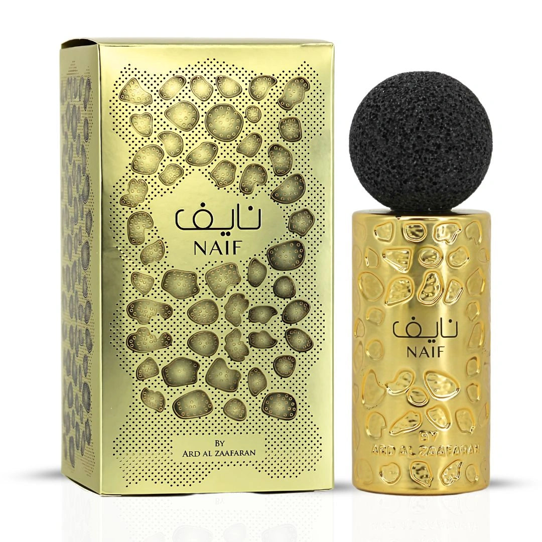 Naif perfume bottle and matching box side by side - Intense Oud