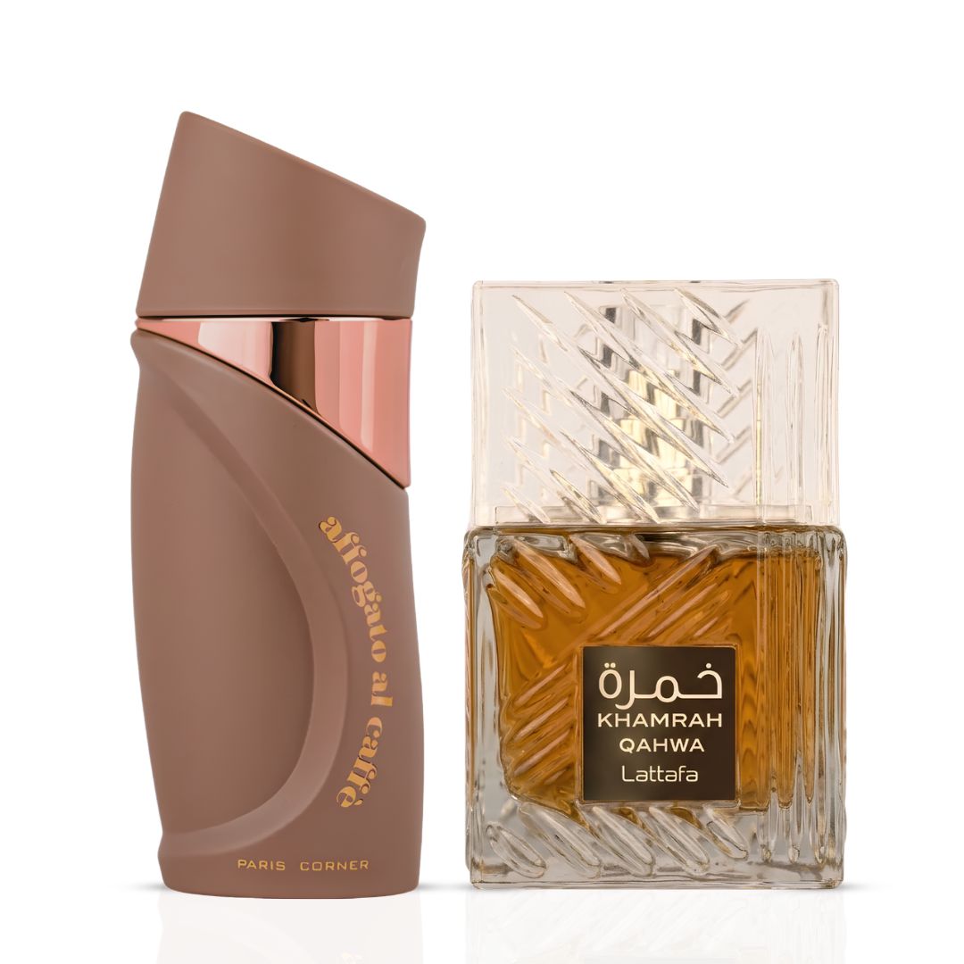 Affogato al Caffè by Paris Corner & Khamrah Qahwa by Lattafa Eau de Parfum Sprays 100ml (3.4 oz) (Bundle)