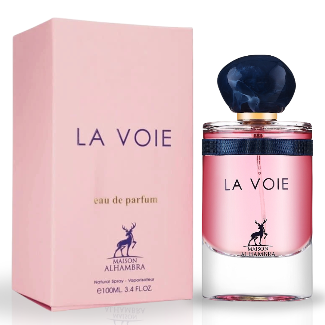 Maison Alhambra La Voie Eau De Parfum Spray 100ml bottle with elegant packaging and floral design.